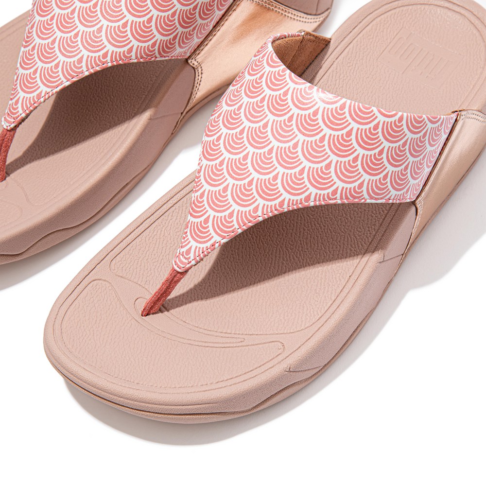 Fitflop Womens Sandals Pink - Lulu Wave-print Toe-post - IT3725401